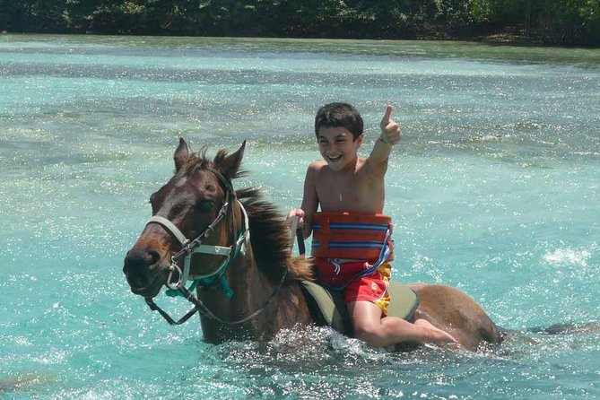 Beach Horseback Riding and Dunn’s River Falls - Getting started at Hooves: your beach ride, staged for comfort