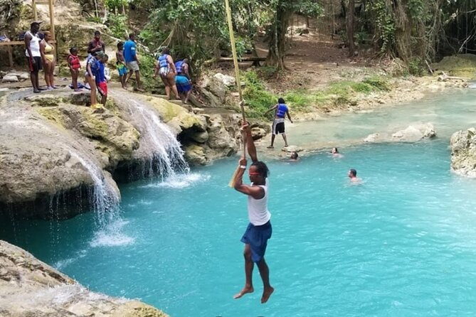 Dunn's River Falls, Blue Hole, Bamboo Rafting, Horseback Combo - Blue Hole: Rope Swings, Cliff Jumps, and Blue Lagoons